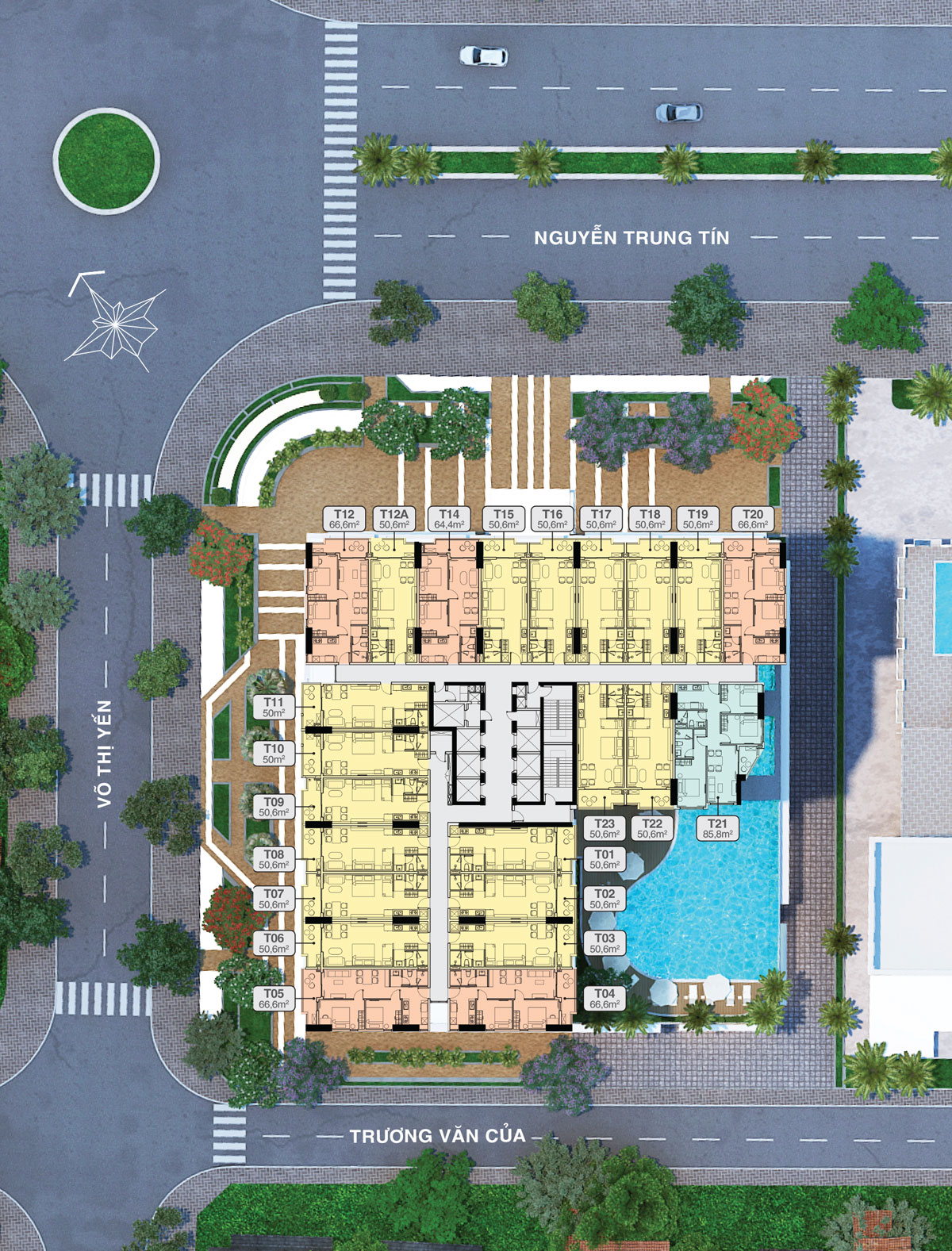 Mặt bằng Tầng 6-9 ,12-15, 18, 20-21,24-27,30-34 Quy Nhon Melody