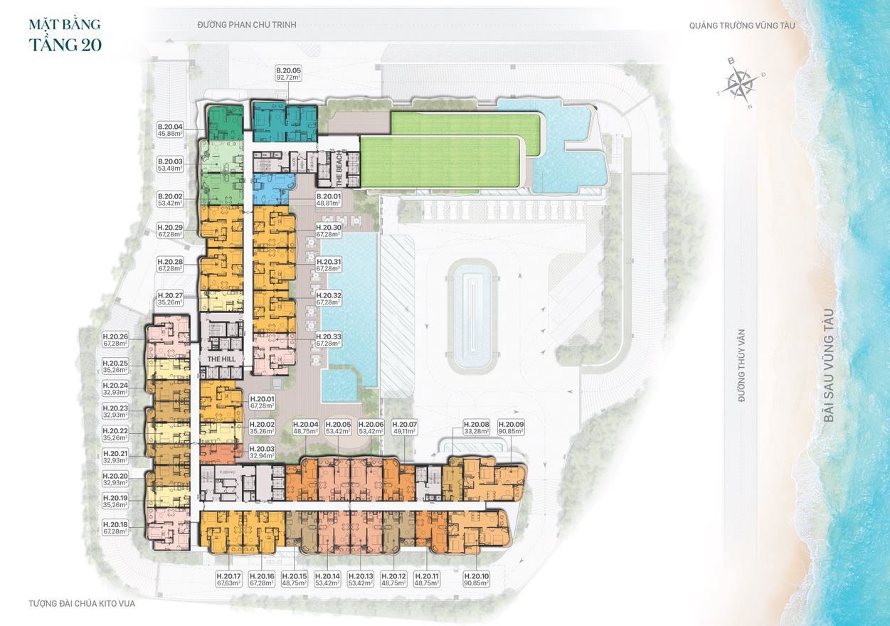 Mặt bằng chi tiết căn hộ nghỉ dưỡng FiveSeasons Homes - Tầng 20