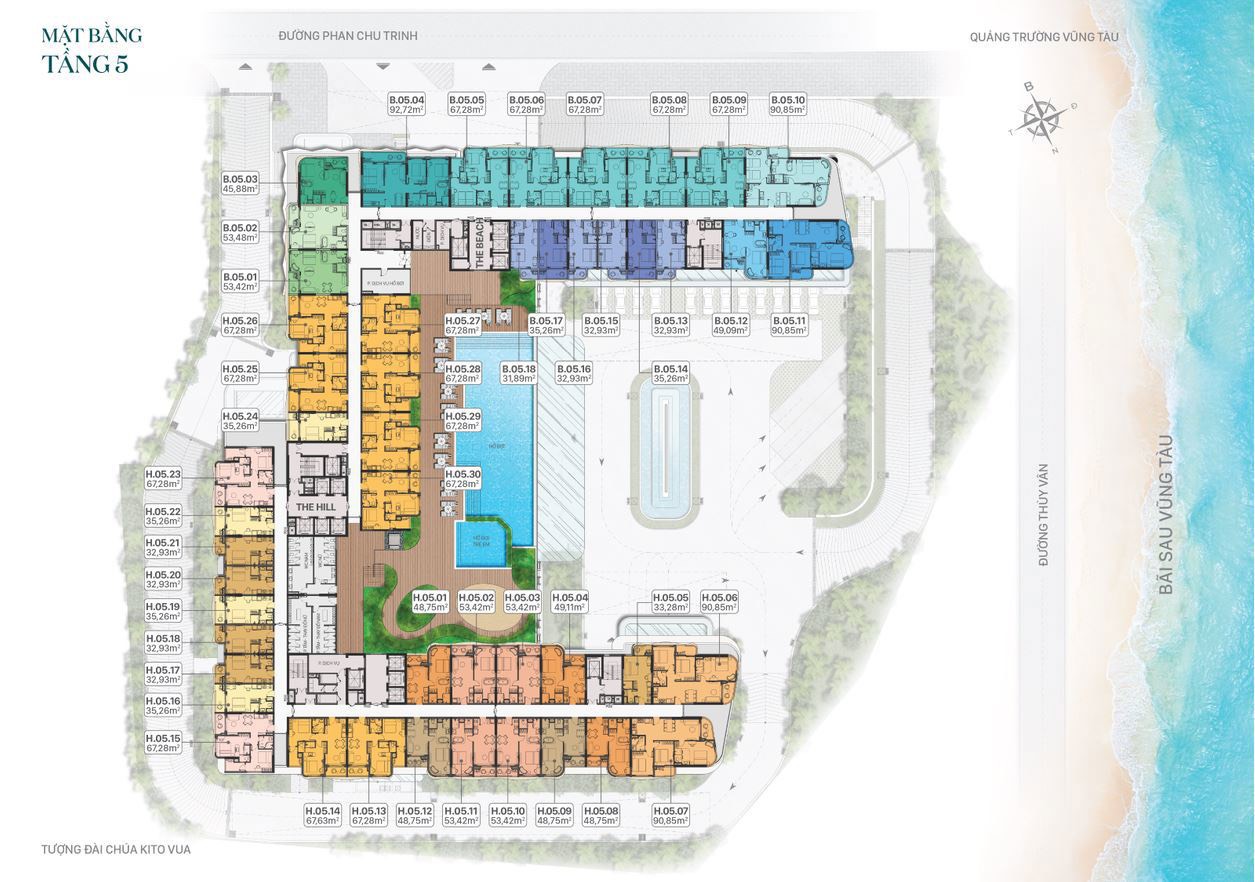 Mặt bằng chi tiết căn hộ nghỉ dưỡng FiveSeasons Homes - Tầng 5